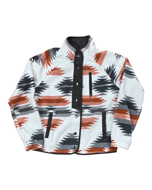 Jacket Fleece By Clothes Mentor In Grey & White, Size:Xs