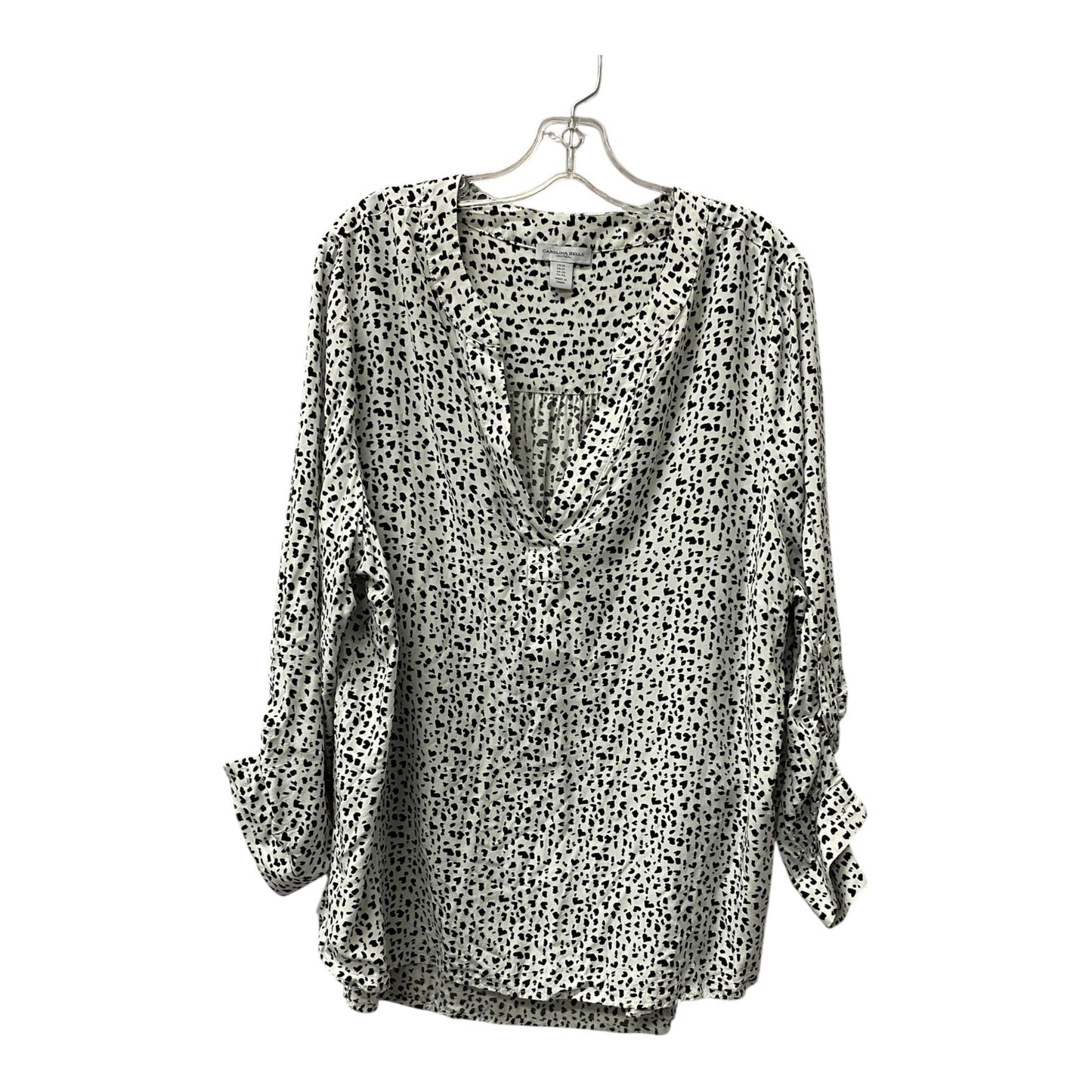 Top 3/4 Sleeve By Carolina Belle In Black & White, Size:1X