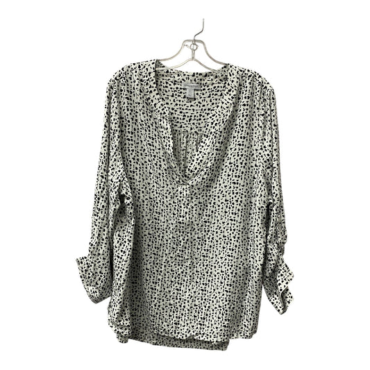 Top 3/4 Sleeve By Carolina Belle In Black & White, Size:1X