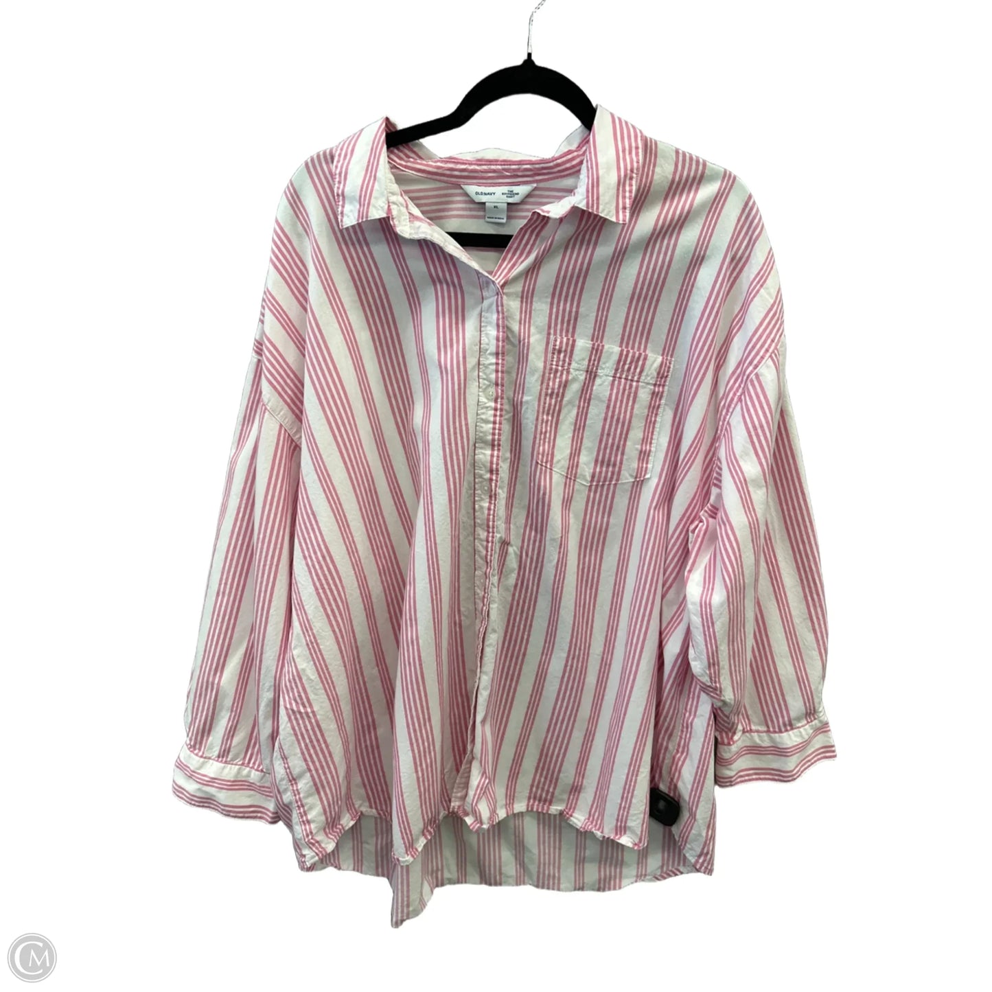 Top Long Sleeve By Old Navy In Pink & White, Size: Xl