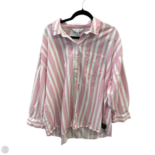 Top Long Sleeve By Old Navy In Pink & White, Size: Xl