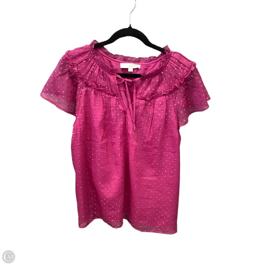 Blouse Short Sleeve By Loft In Pink, Size: Xl