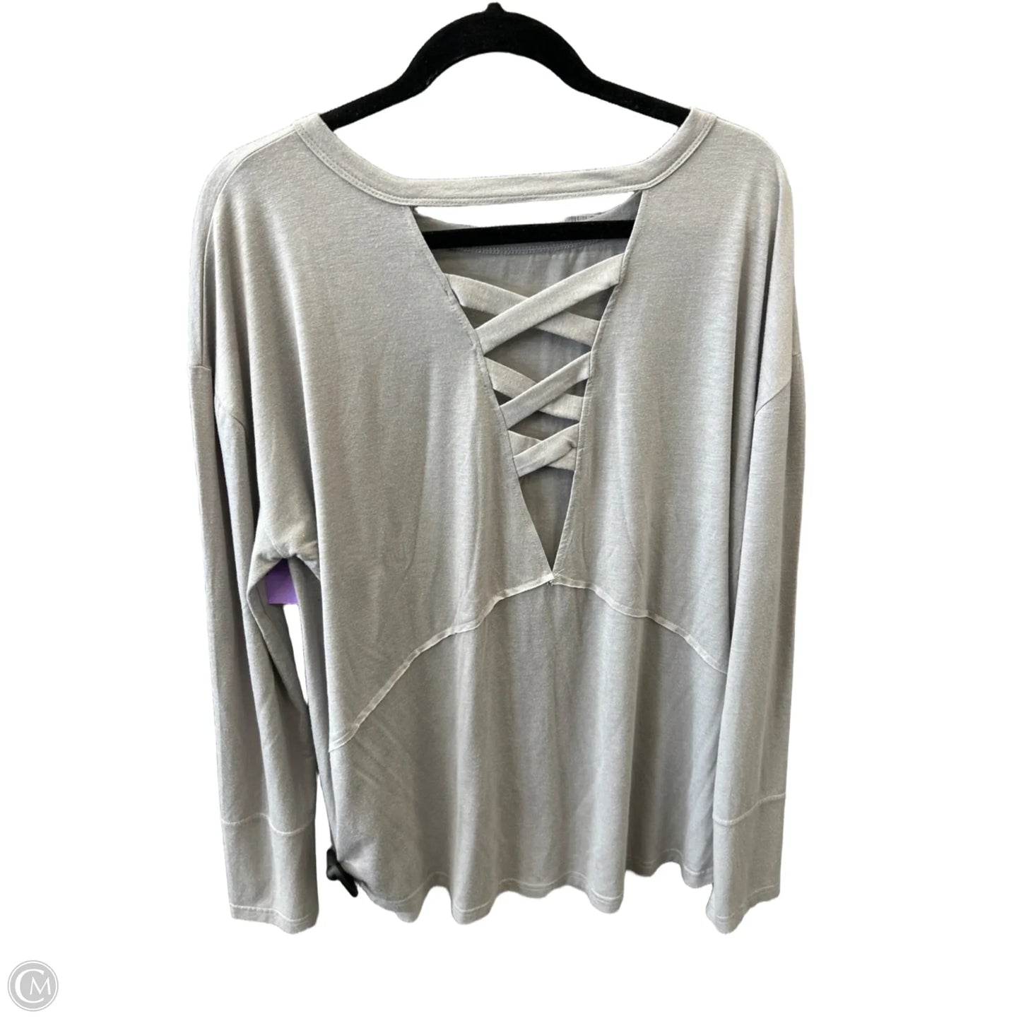 Top Long Sleeve By Cozy In Grey, Size: 1x