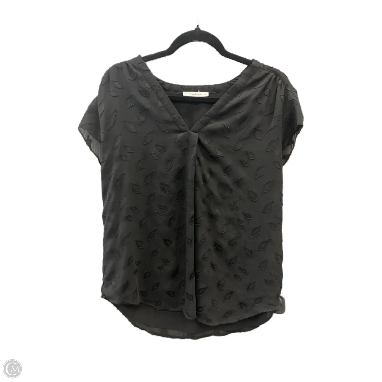 Top Short Sleeve By Fun 2 Fun In Black, Size: Xl