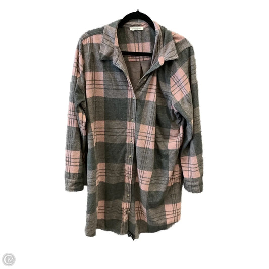Jacket Shirt By Beachlunchlounge In Grey & Pink, Size: Xxl