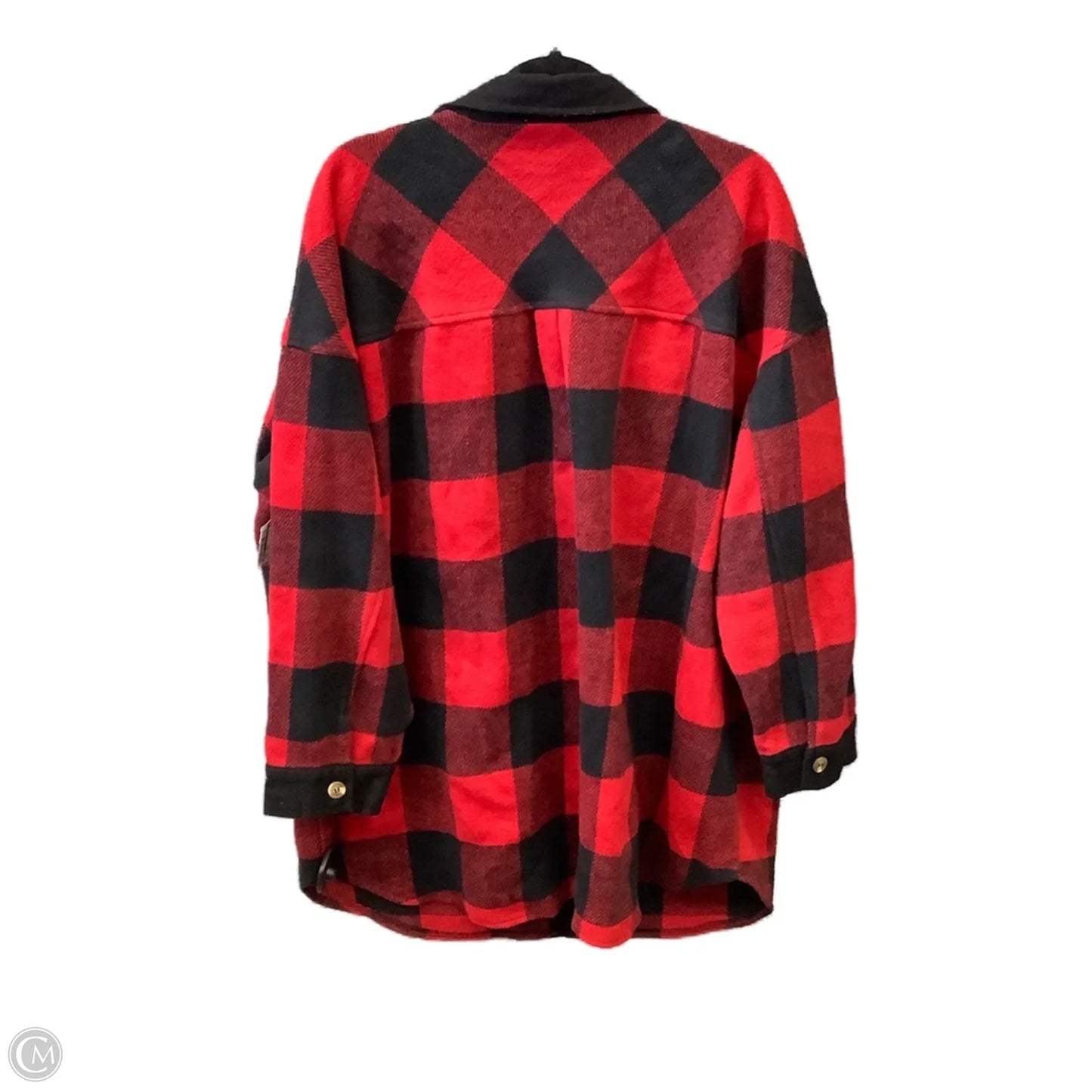 Jacket Shirt By Haptics In Black & Red, Size: 3x