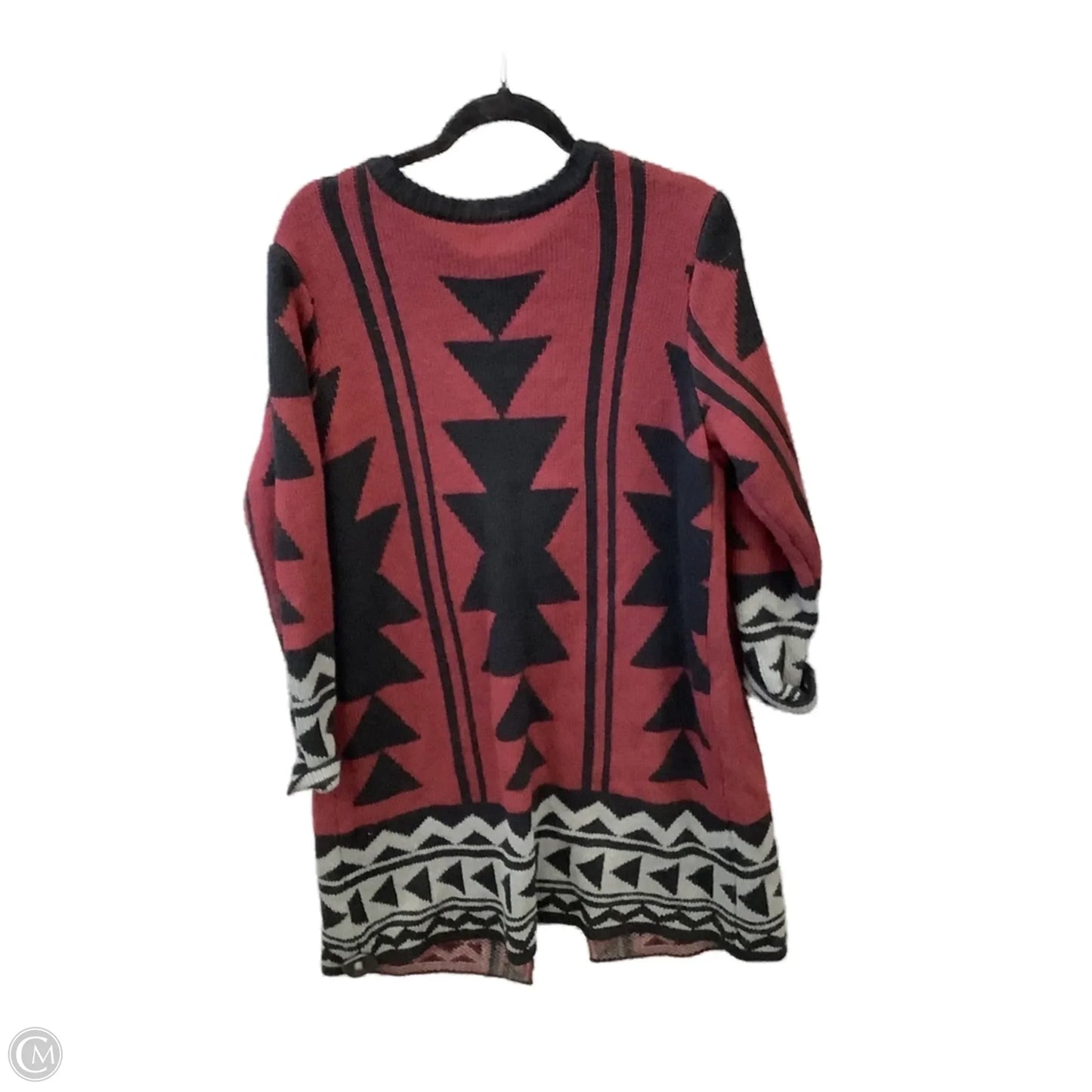 Sweater Cardigan By Denim And Co Qvc In Black & Red, Size: M
