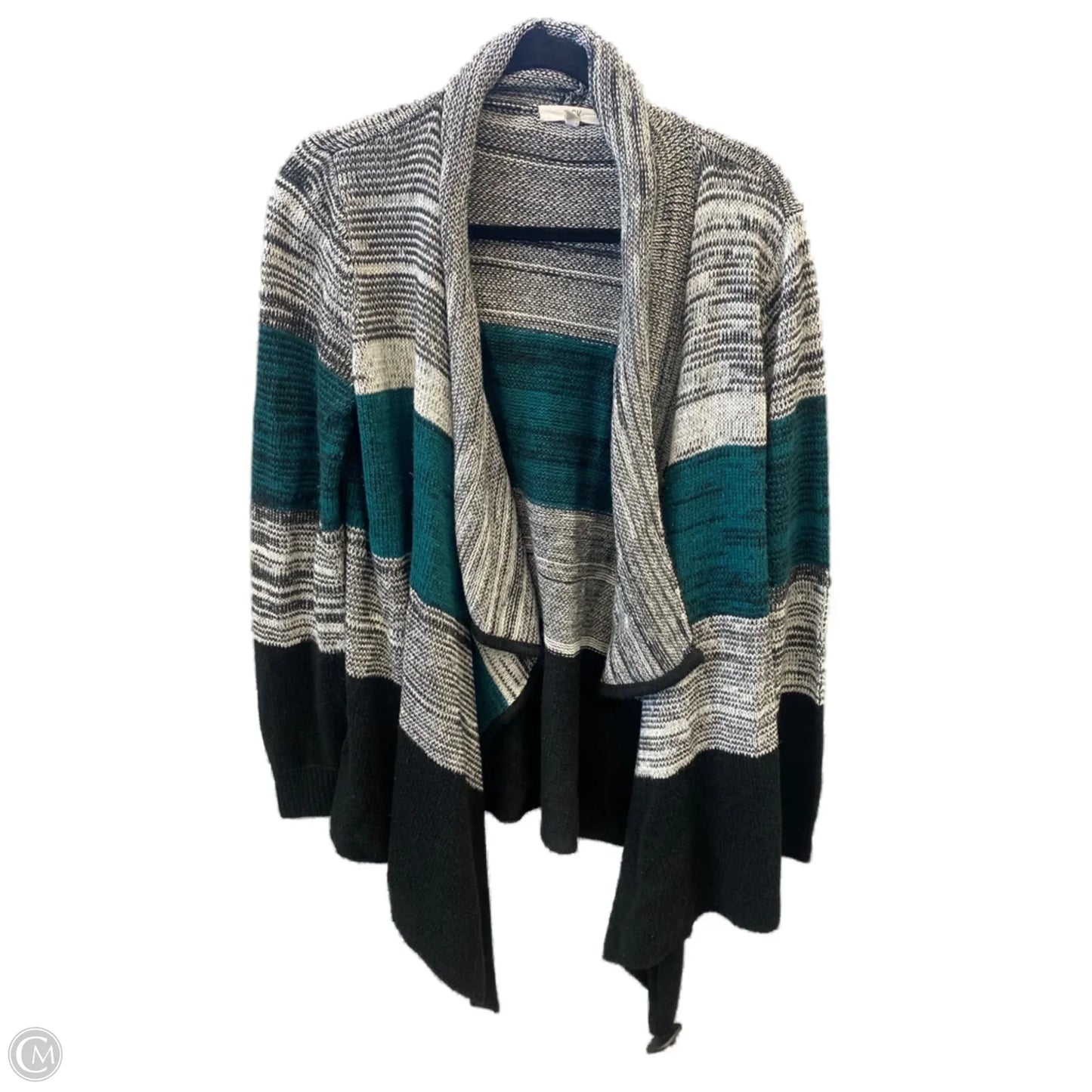Sweater Cardigan By Jack In Green & Grey, Size: L