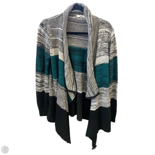 Sweater Cardigan By Jack In Green & Grey, Size: L