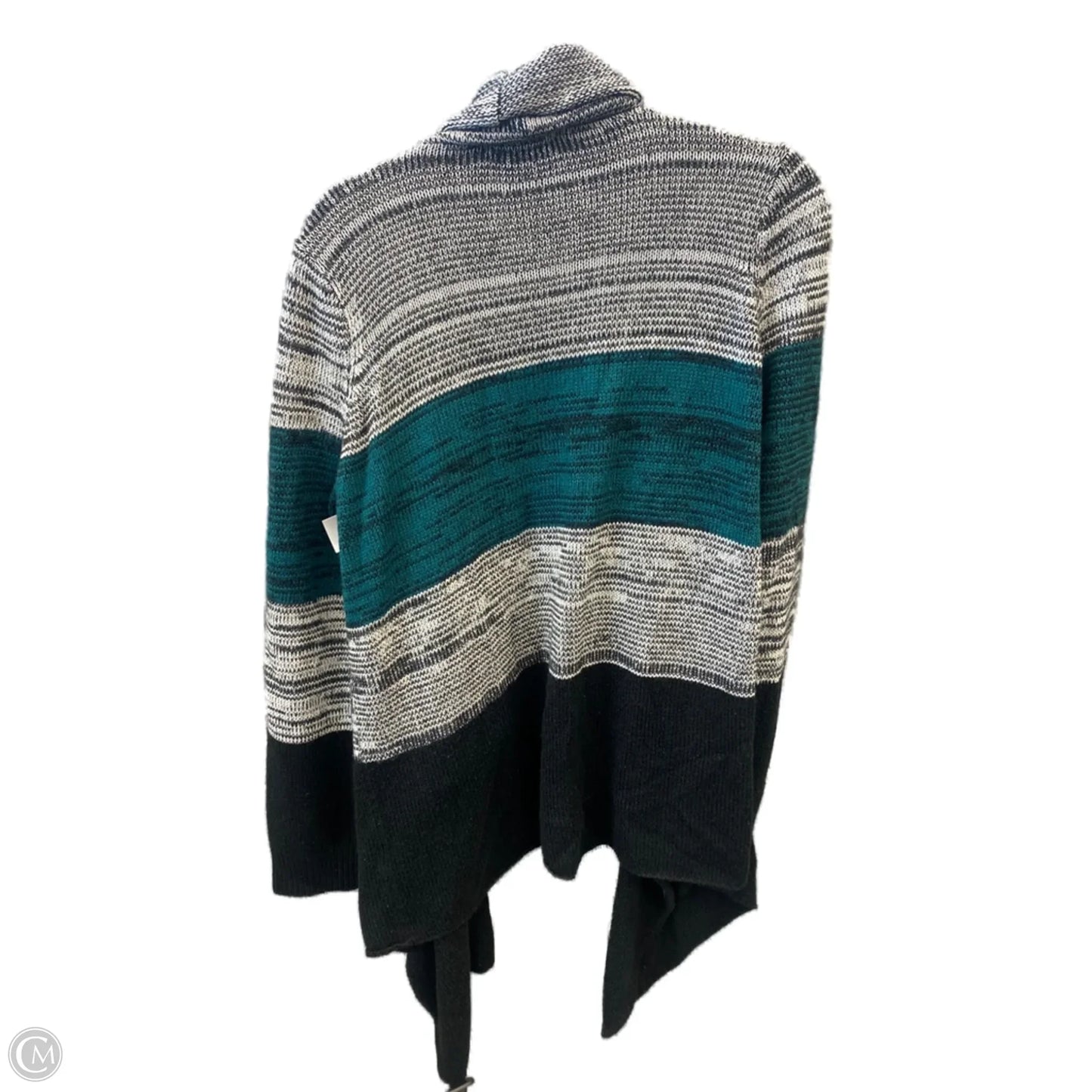 Sweater Cardigan By Jack In Green & Grey, Size: L