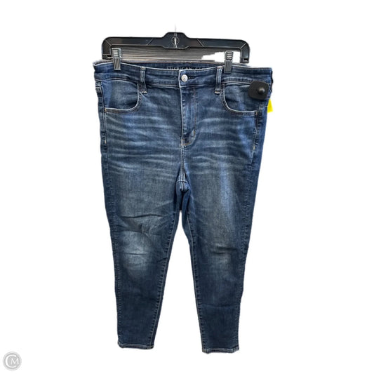 Jeans Skinny By American Eagle In Blue Denim, Size: 14