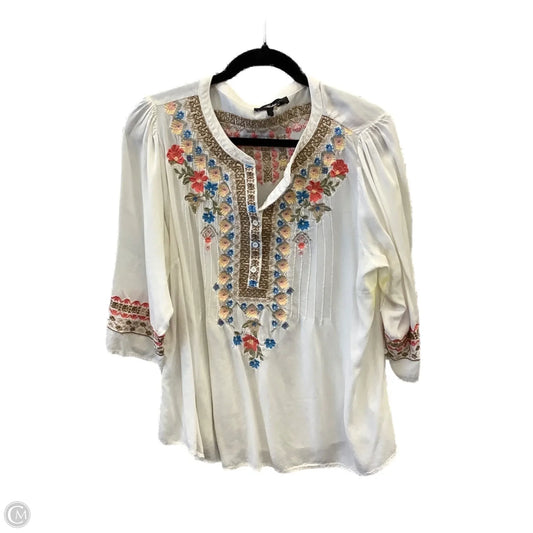 Top 3/4 Sleeve By Andree By Unit In White, Size: 1x