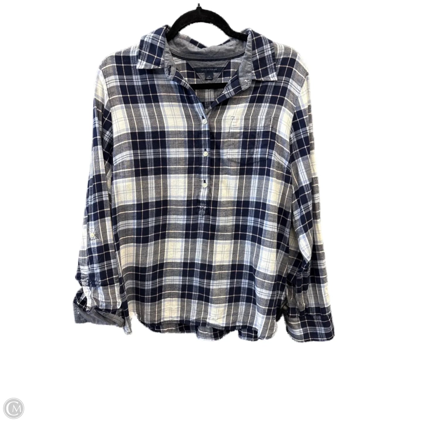 Top Long Sleeve By Tommy Hilfiger In Blue, Size: L