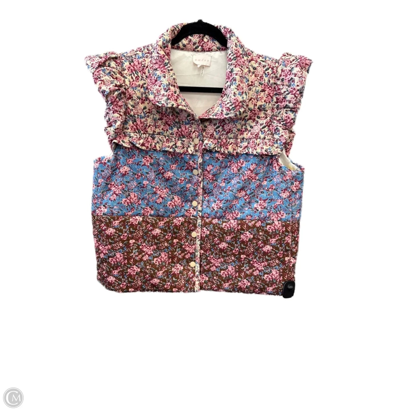 Vest Puffer & Quilted By Entro In Floral Print, Size: M