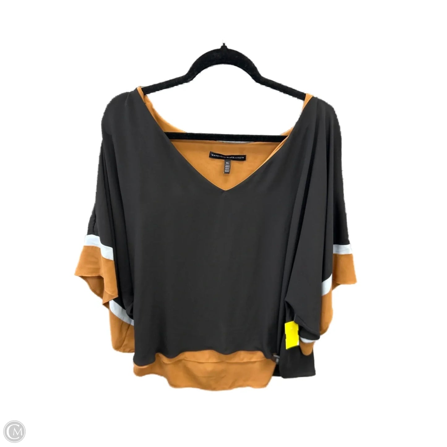 Blouse Short Sleeve By White House Black Market In Black, Size: Xl