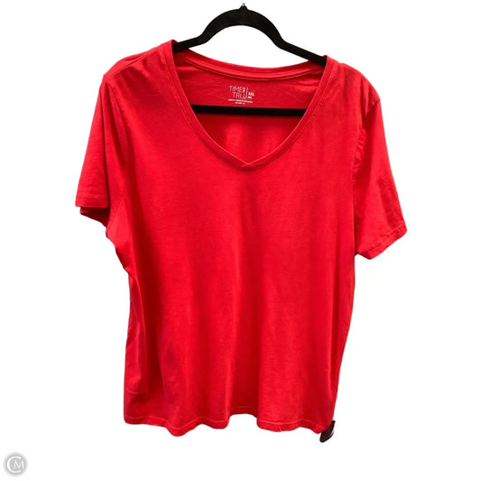 Top Short Sleeve Basic By Time And Tru In Red, Size: Xxl