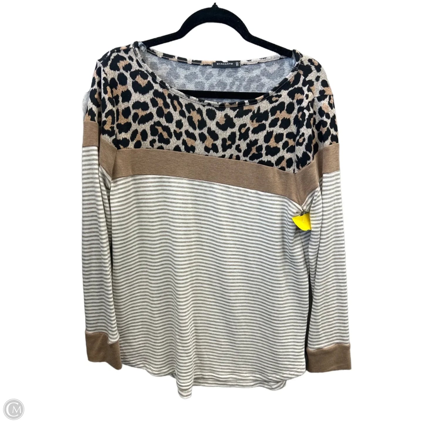 Top Long Sleeve By Staccato In Animal Print, Size: L