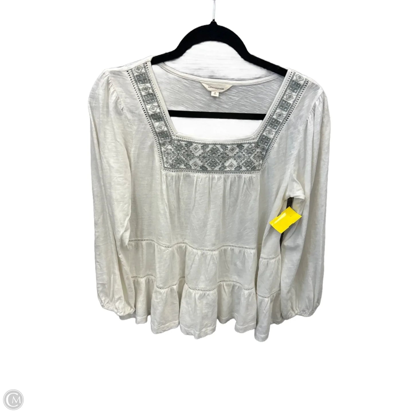 Top Long Sleeve By Lucky Brand In White, Size: S