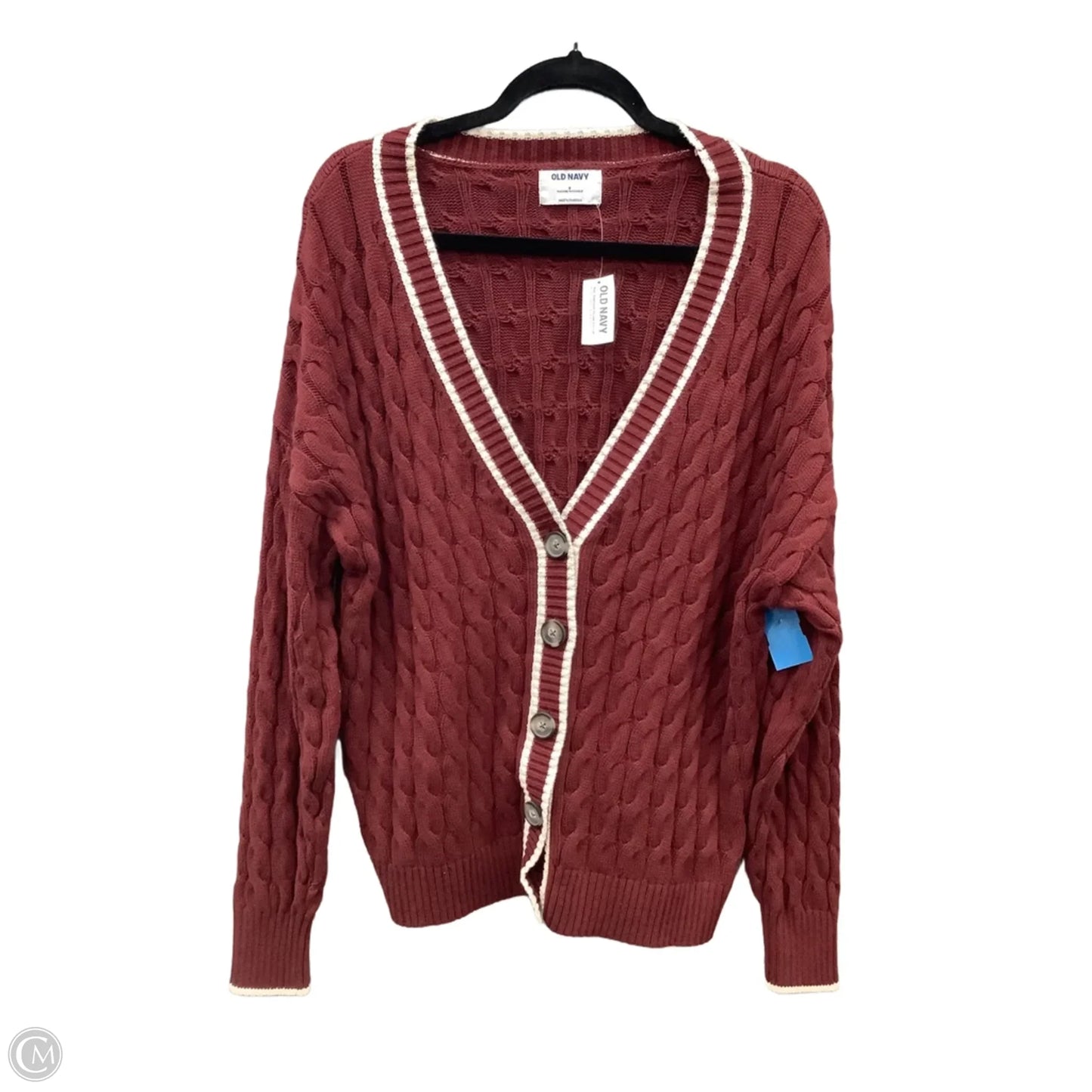 Sweater Cardigan By Old Navy In Maroon, Size: S