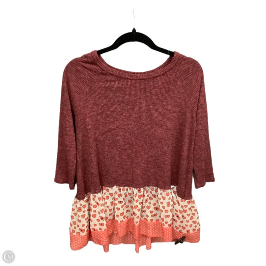 Top Long Sleeve By Oddi In Red, Size: M