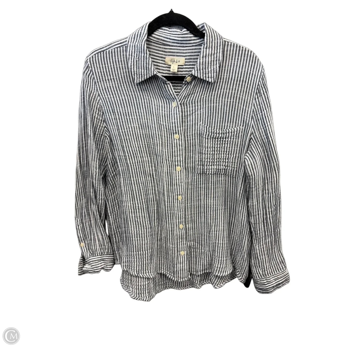 Top Long Sleeve By Style And Company In Striped Pattern, Size: L