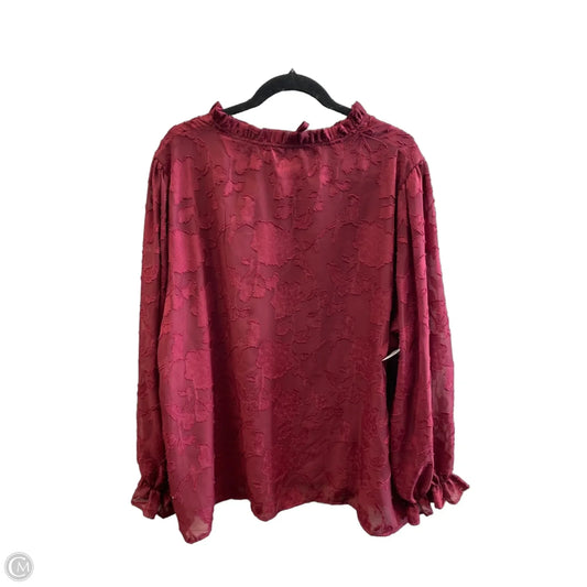 Top Long Sleeve By Cmf In Red, Size: 3x