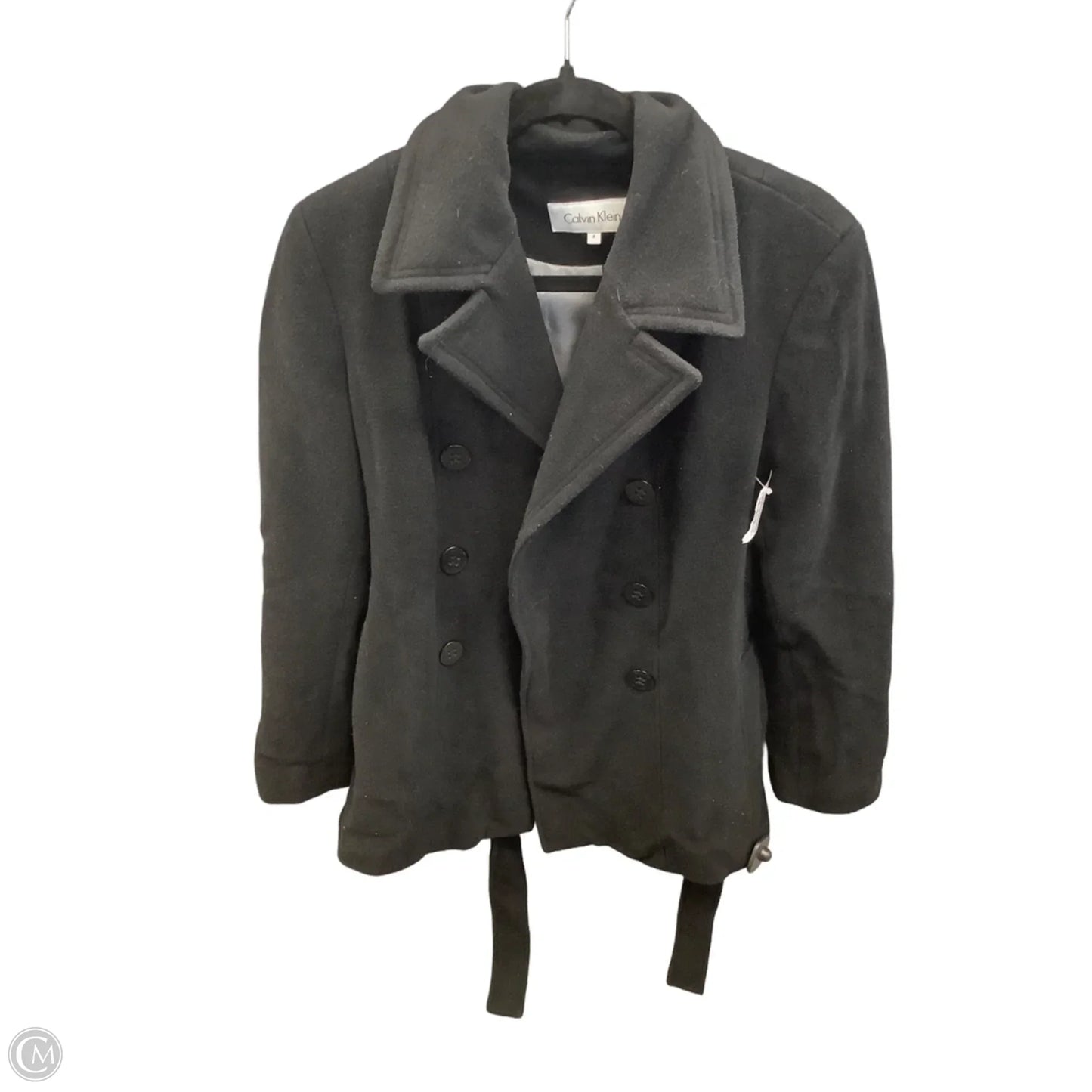 Coat Peacoat By Calvin Klein In Black, Size: S