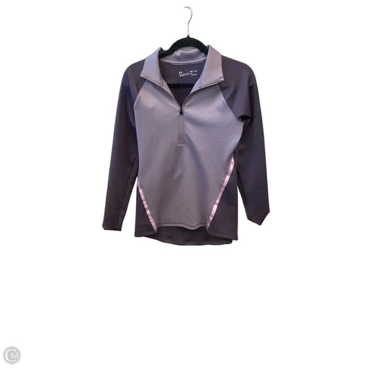 Athletic Top Long Sleeve Collar By Under Armour In Purple, Size: S