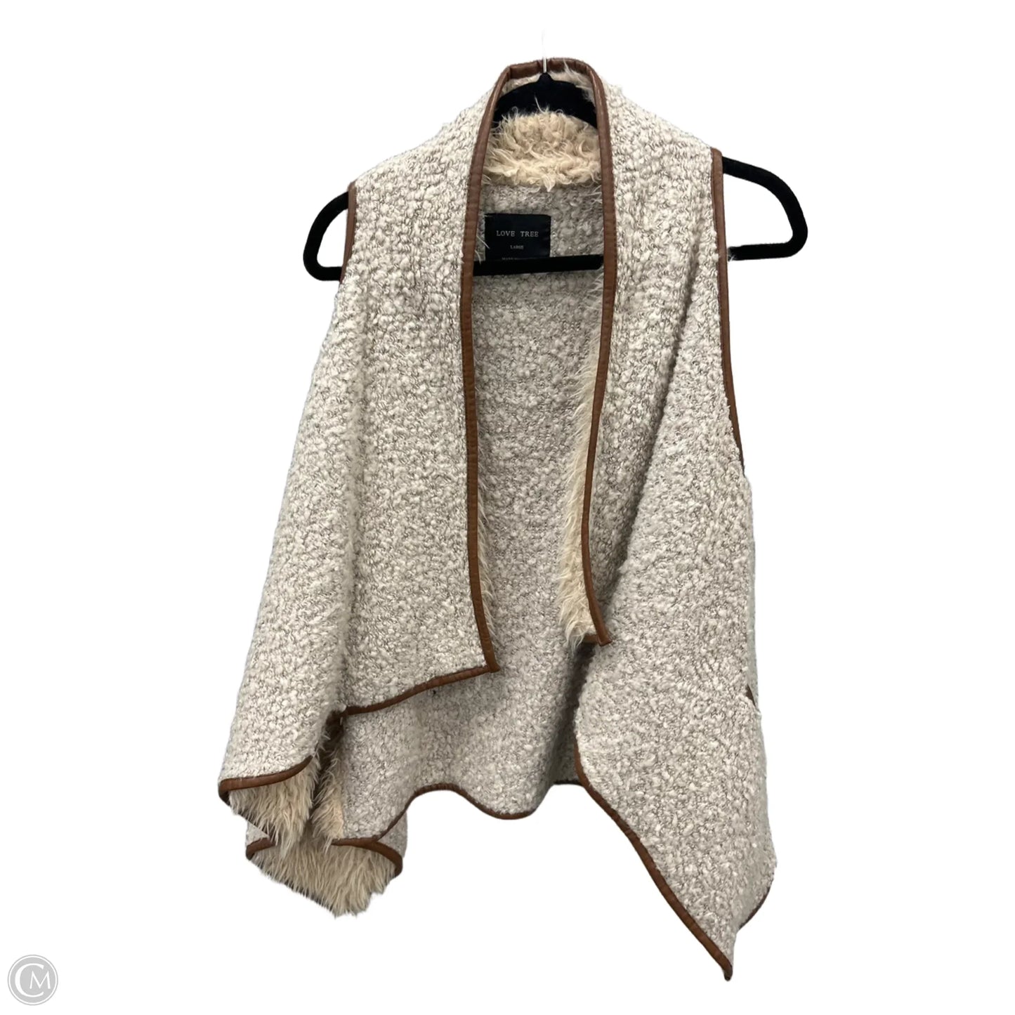 Vest Faux Fur & Sherpa By Love Tree In Tan, Size: L