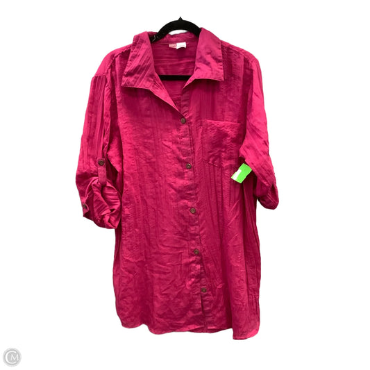 Tunic 3/4 Sleeve By Clothes Mentor In Pink, Size: Xxl