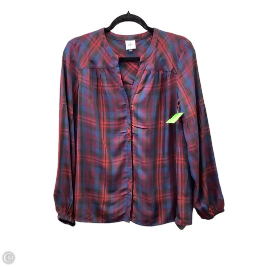 Top Long Sleeve By Cabi In Plaid Pattern, Size: Xs