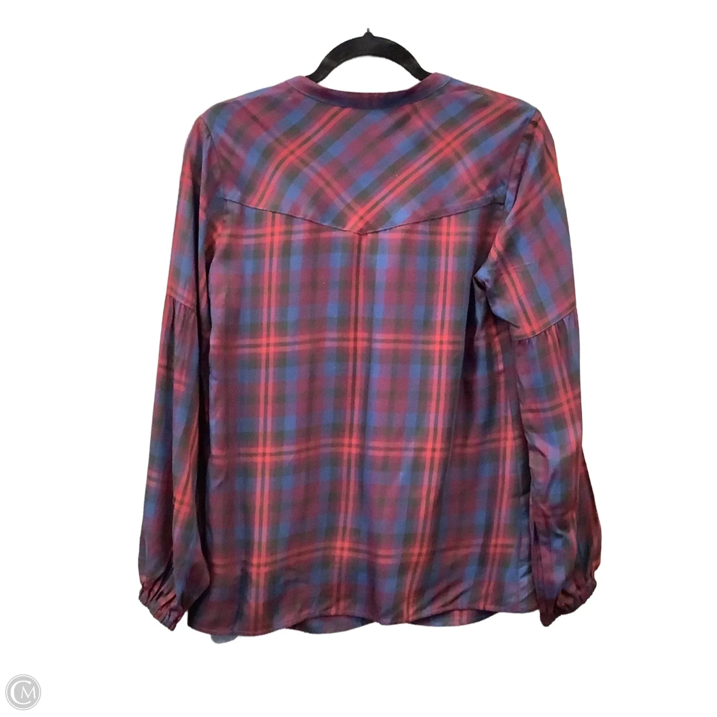 Top Long Sleeve By Cabi In Plaid Pattern, Size: Xs