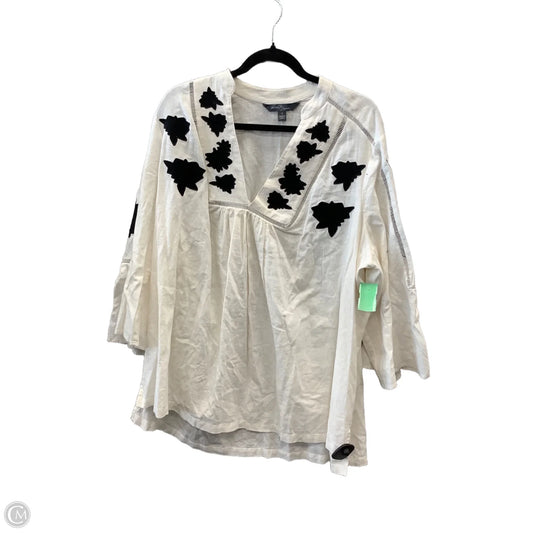 Blouse Long Sleeve By Market & Spruce In Black & Cream, Size: 3x