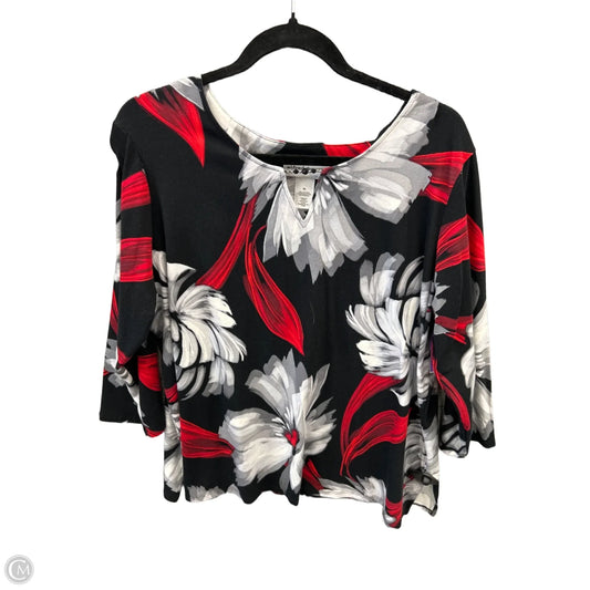 Blouse 3/4 Sleeve By Alfred Dunner In Black & Red, Size: Xl