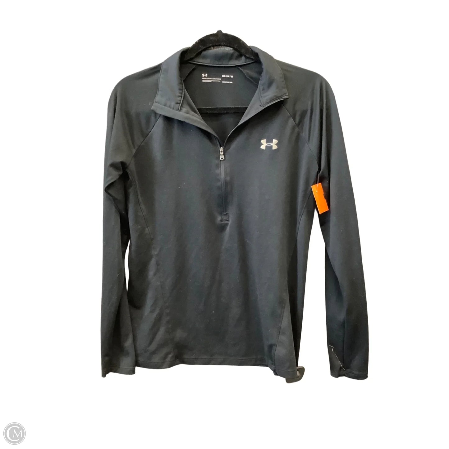 Athletic Top Long Sleeve Collar By Under Armour In Black, Size: M
