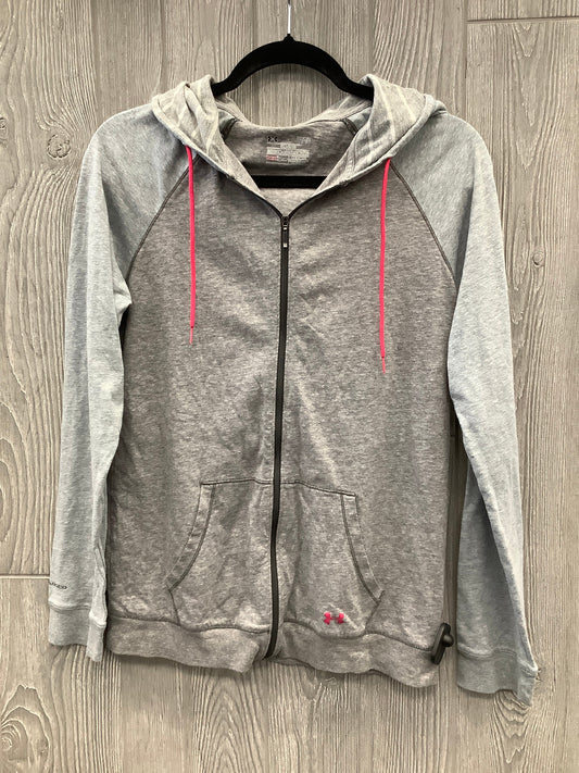 Athletic Sweatshirt Hoodie By Under Armour In Grey, Size: L