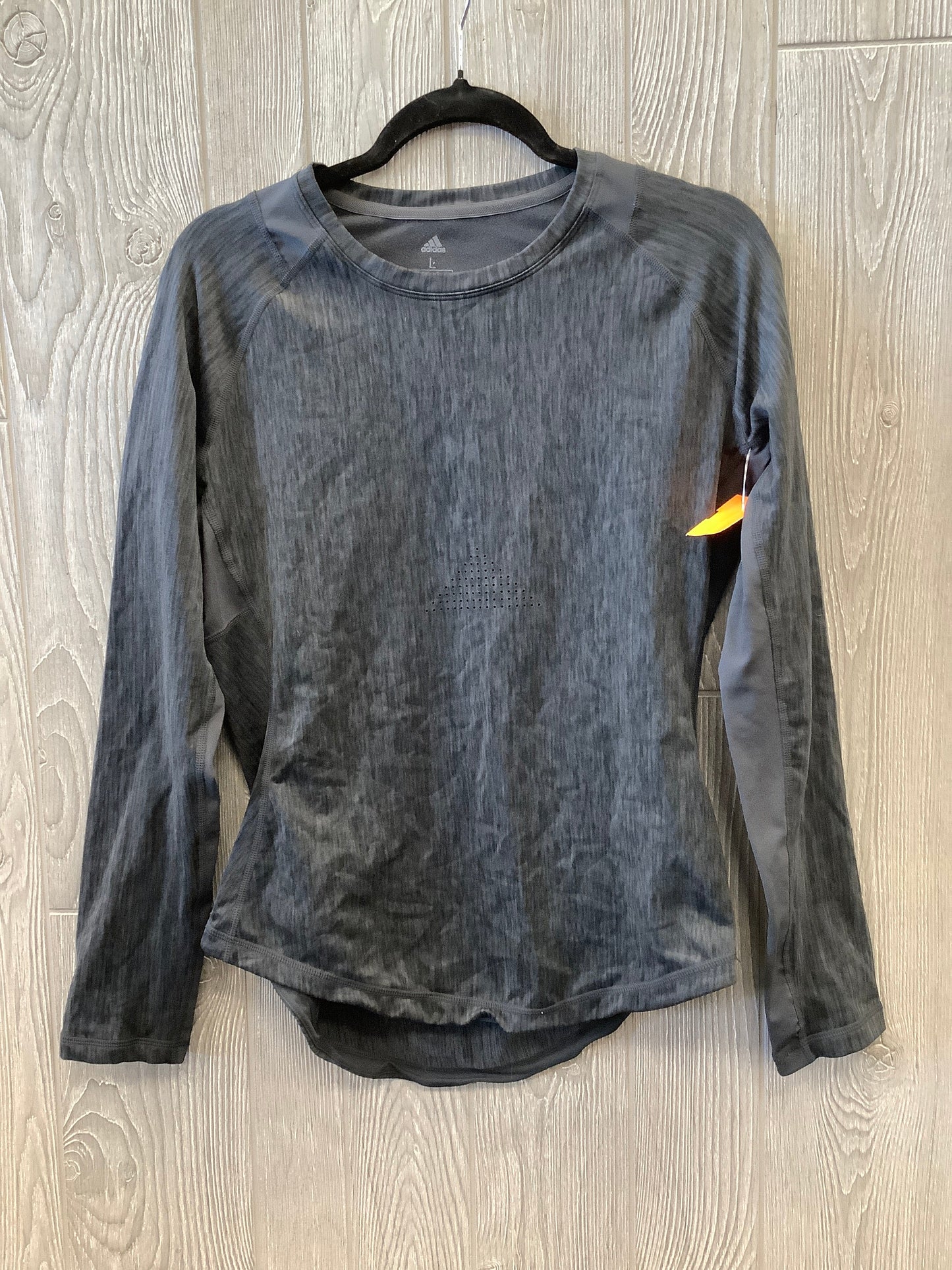 Athletic Top Long Sleeve Collar By Adidas In Grey, Size: L