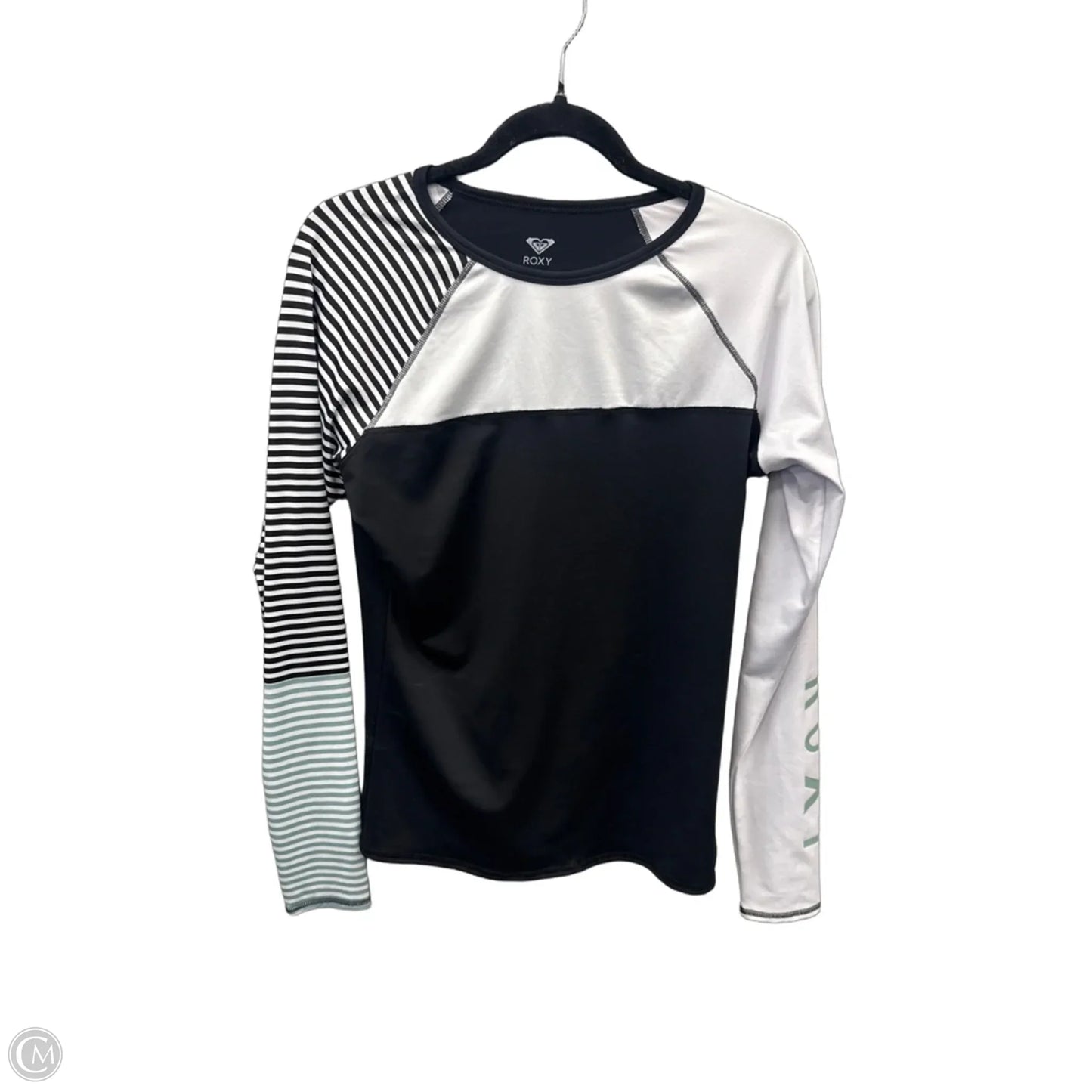 Athletic Top Long Sleeve Crewneck By Roxy In Black & White, Size: Xl
