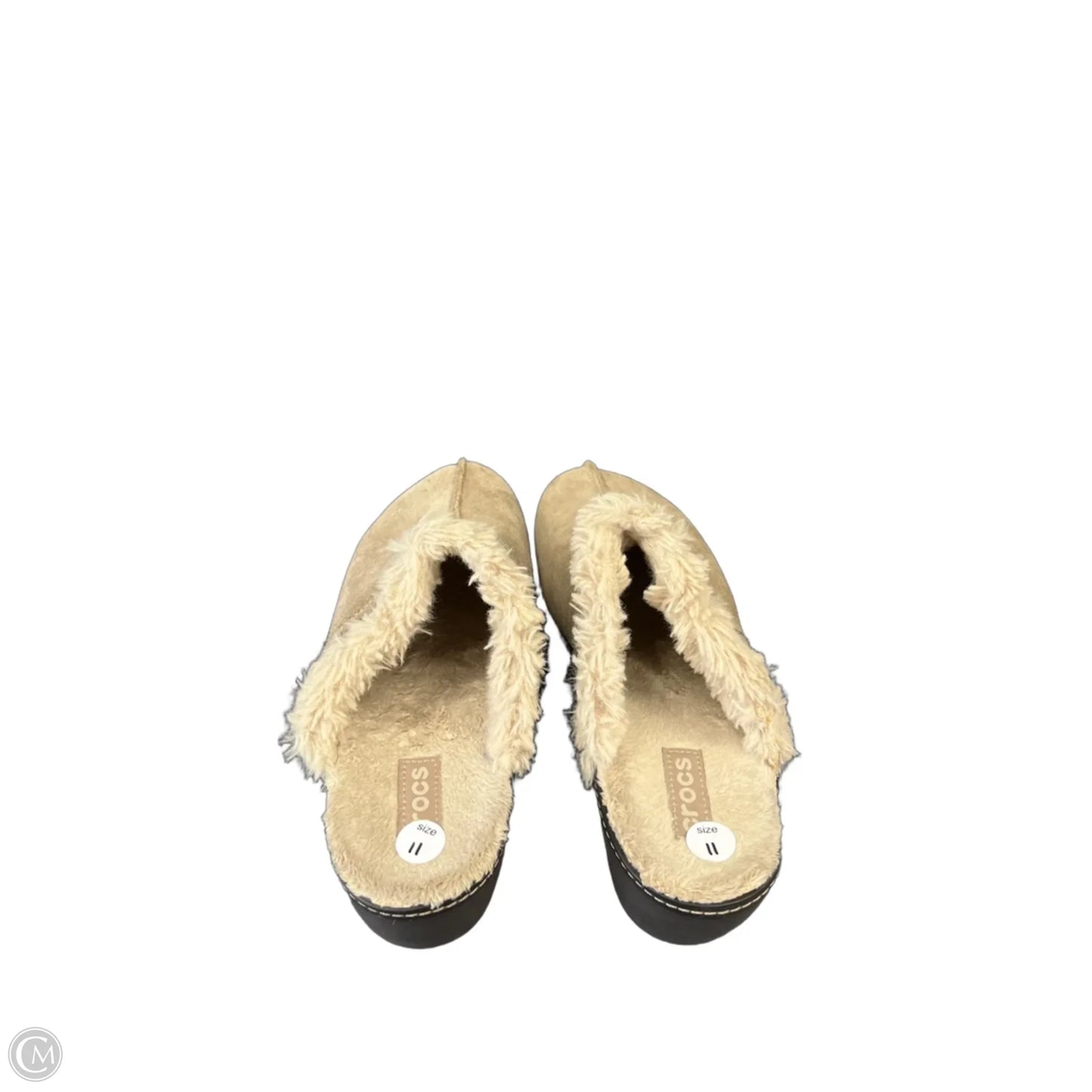 Shoes Heels Wedge By Crocs In Beige, Size: 11