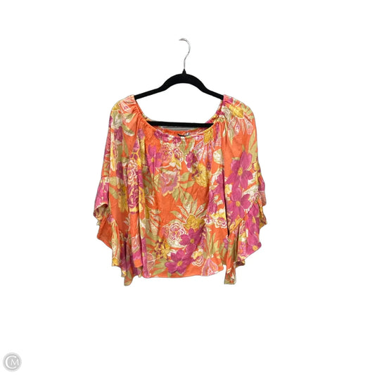 Blouse Long Sleeve By Unique Spectrum In Orange, Size: L