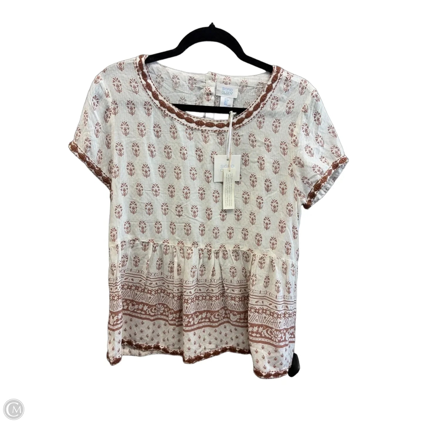 Top Short Sleeve By Sigrid Olsen In Cream, Size: S