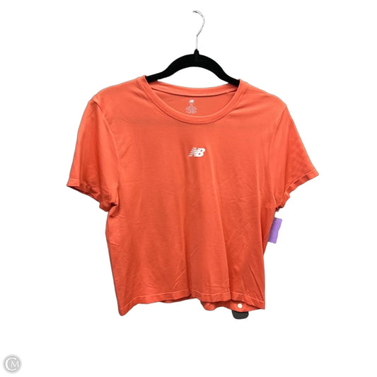 Athletic Top Short Sleeve By New Balance In Coral, Size: L