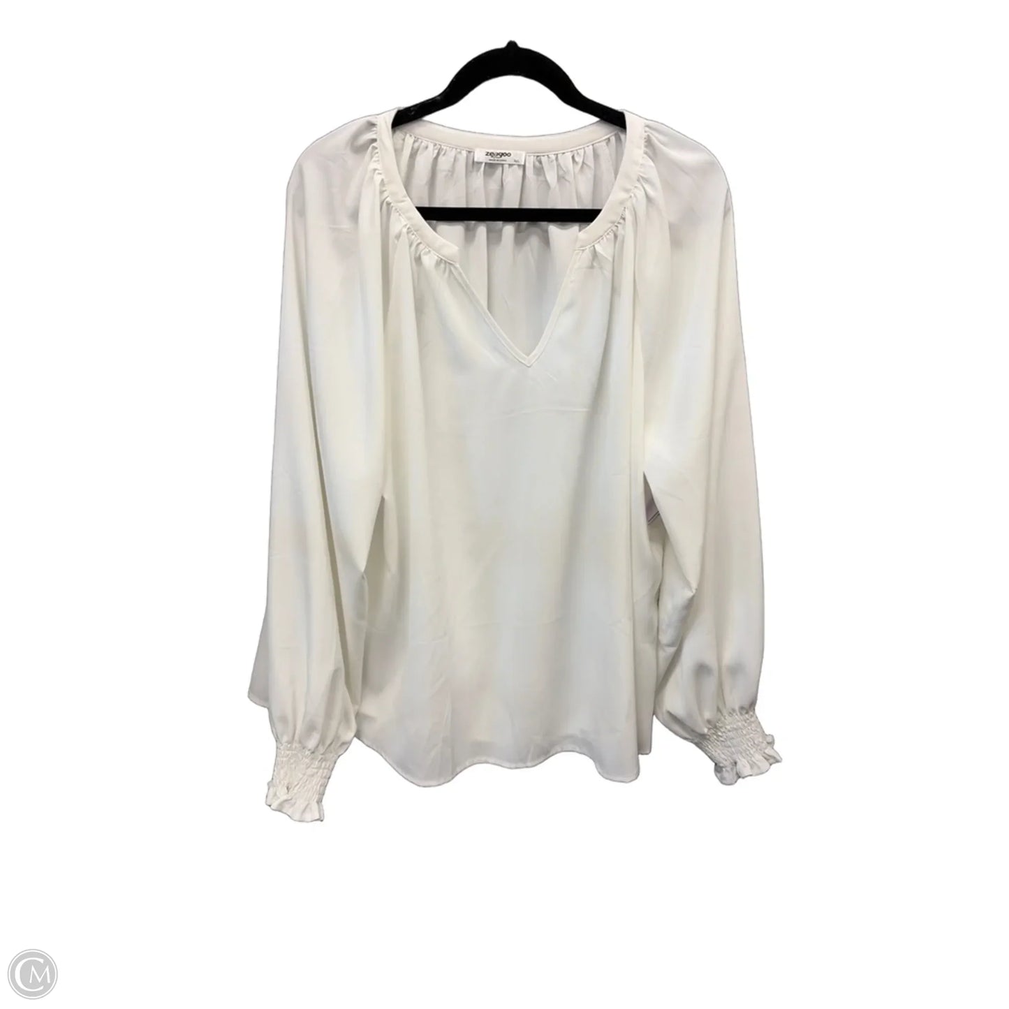 Top Long Sleeve By Zeagoo In White, Size: Xxl
