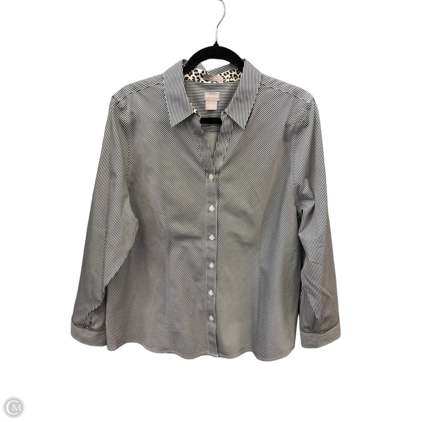 Top Long Sleeve By Chicos In Striped Pattern, Size: Xl