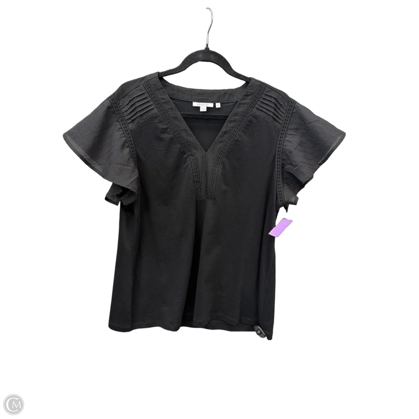 Top Short Sleeve By Chicos In Black, Size: L
