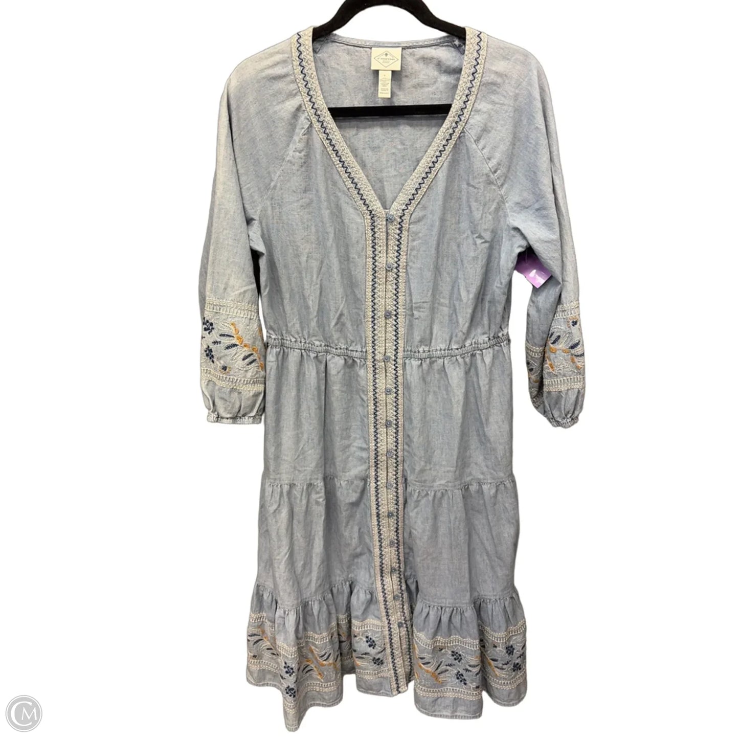 Dress Casual Midi By St Johns Bay In Blue Denim, Size: L