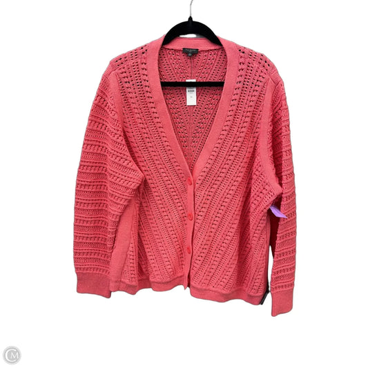Sweater Cardigan By Talbots In Pink, Size: 3x