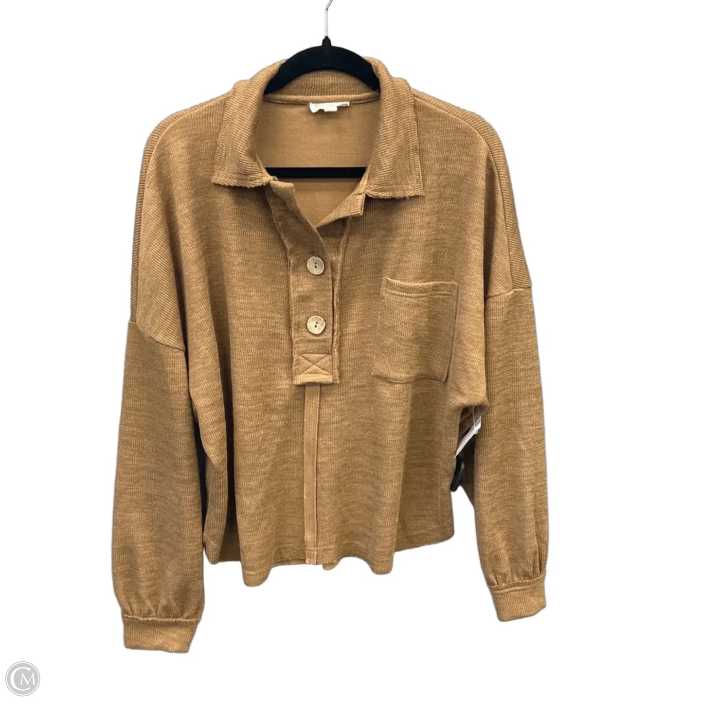 Top Long Sleeve By Blu Pepper In Brown, Size: S