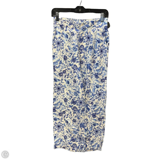 Pants Linen By Olivaceous In Blue & Cream, Size: 4