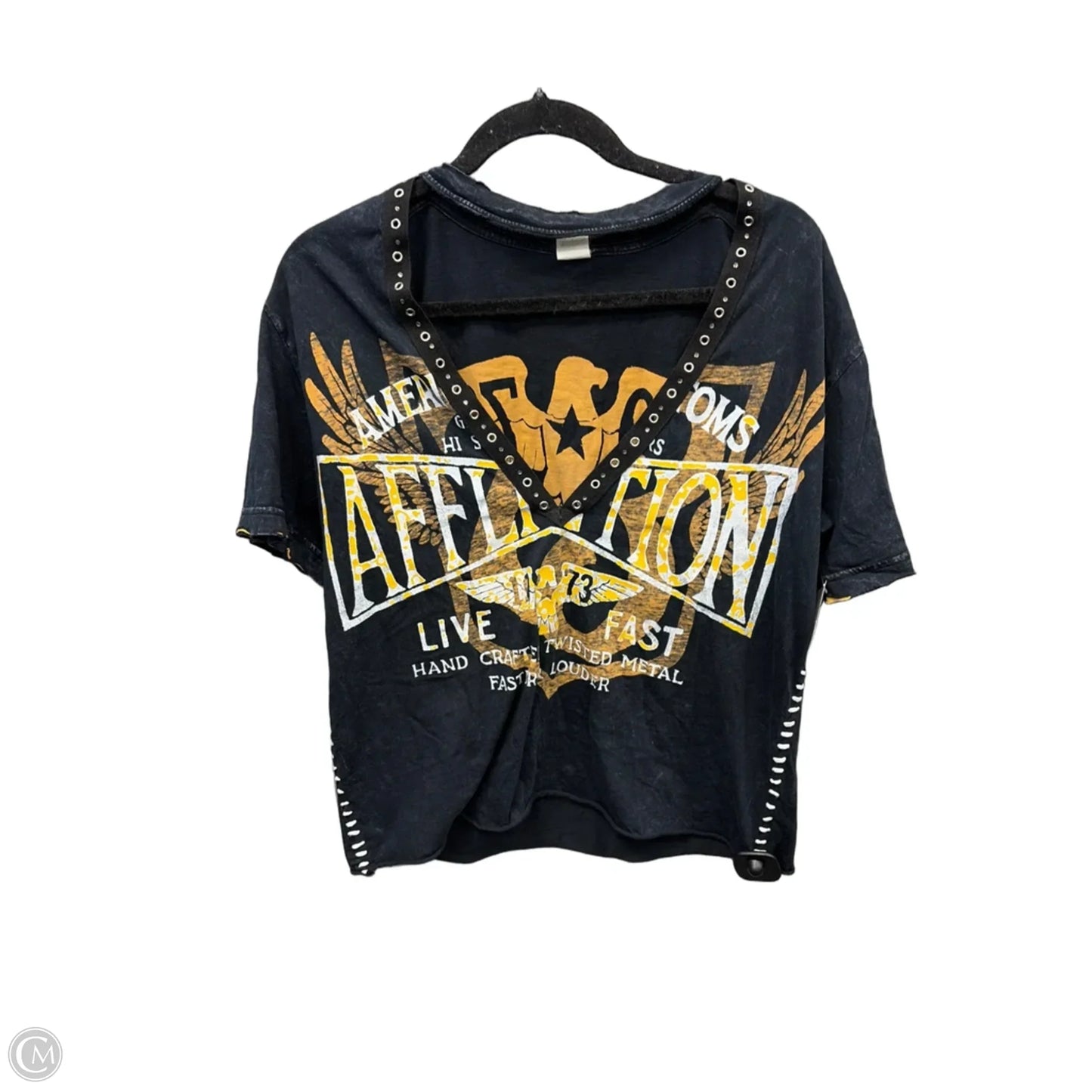 Top Short Sleeve By Affliction In Black, Size: M